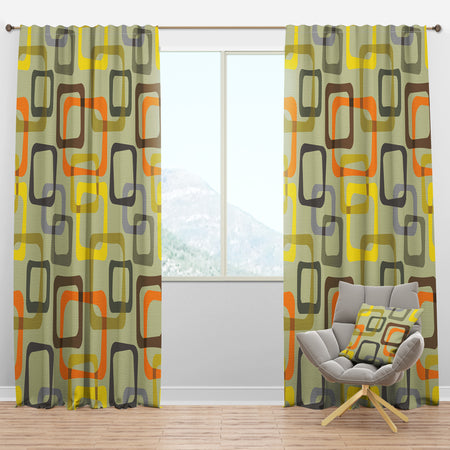 Retro Square Design VII - Mid-Century Modern Curtain Panels