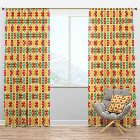 Retro Circular Pattern VII - Mid-Century Modern Curtain Panels
