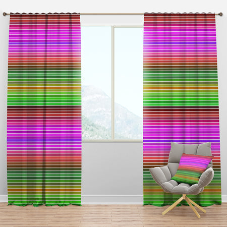 Horizontal Retro Geometrical Pattern II - Mid-Century Modern Curtain Panels