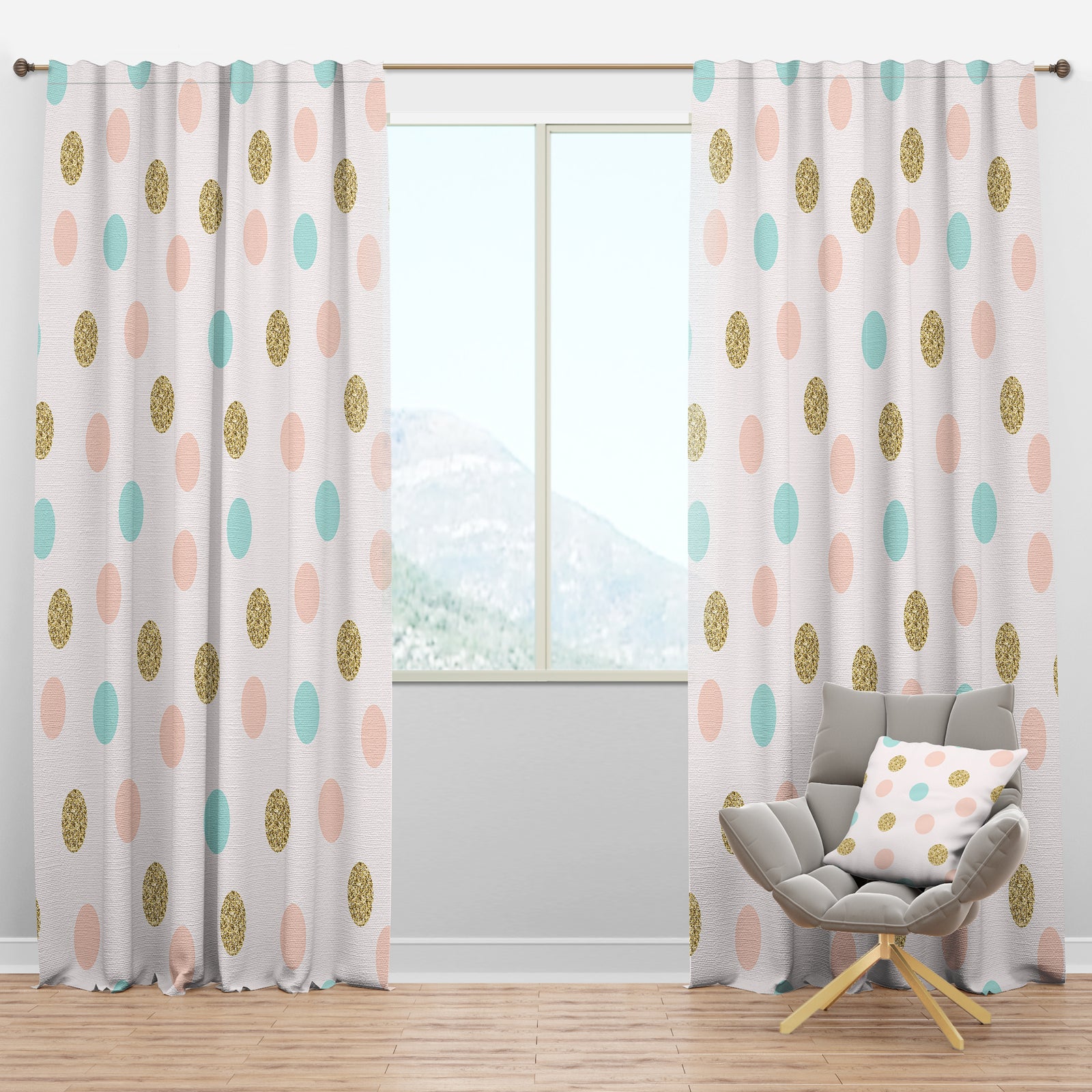 Gold Chic Design III - Mid-Century Modern Curtain Panels