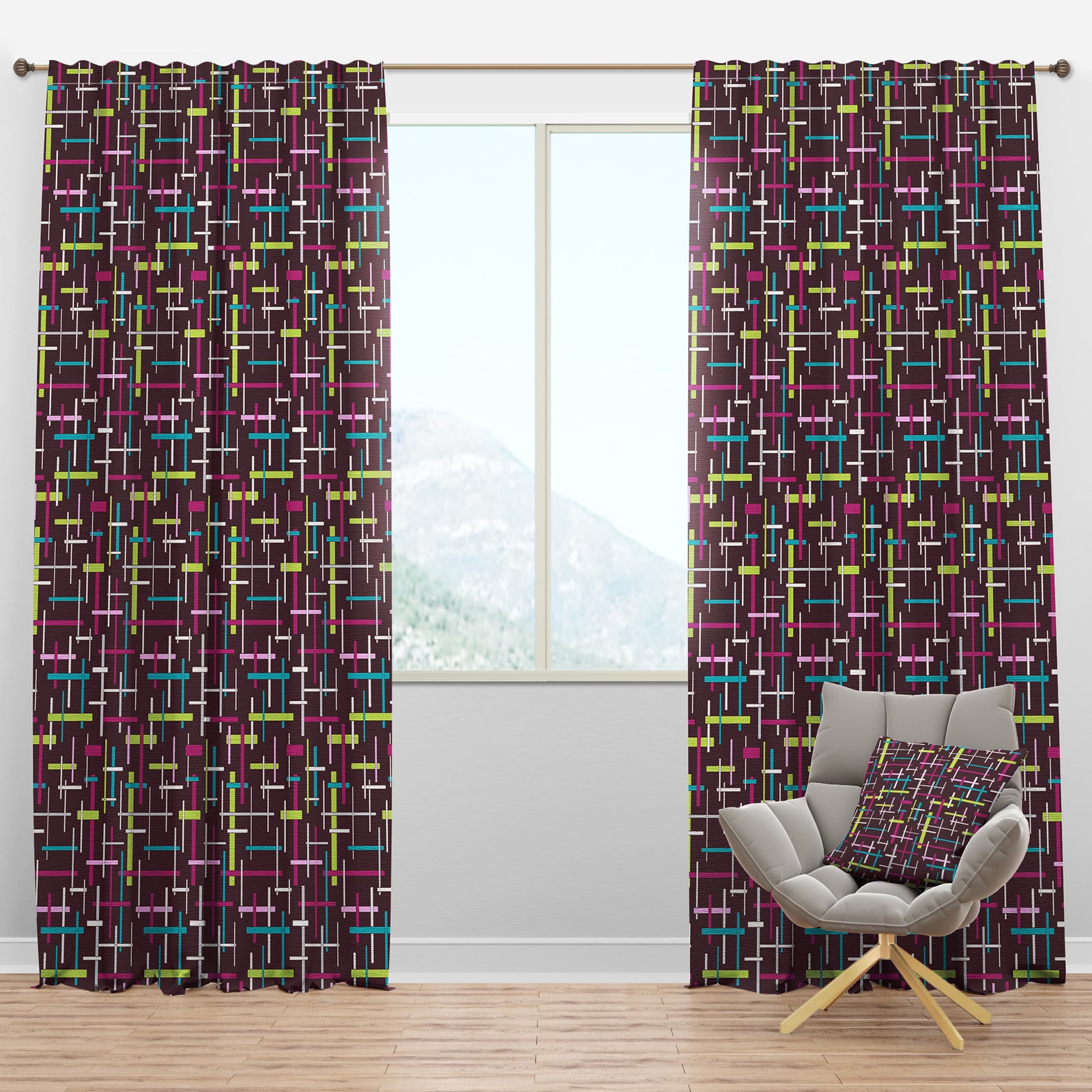 Retro Abstract Design XVII - Mid-Century Modern Curtain Panels