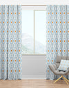 Retro Minimal Patttern in Orange And Bluye - Mid-Century Modern Curtain Panels