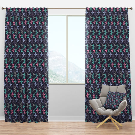 Retro Abstract Flower Design V - Mid-Century Modern Curtain Panels