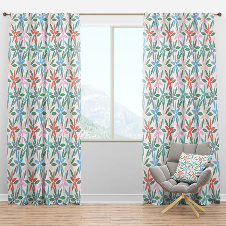 Retro Abstract Flower Design III - Mid-Century Modern Curtain Panels