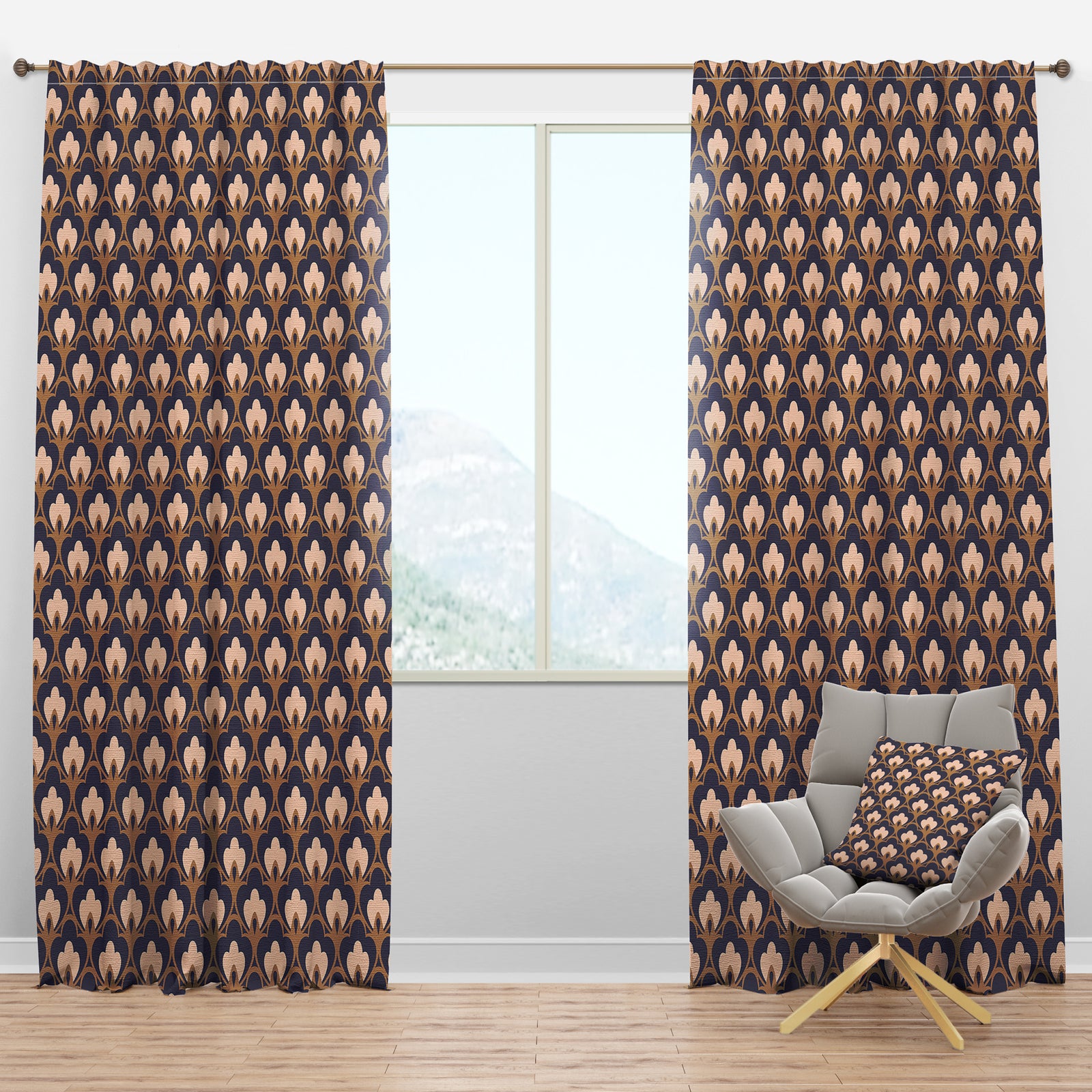 Retro Ornamental Design IX - Mid-Century Modern Curtain Panels