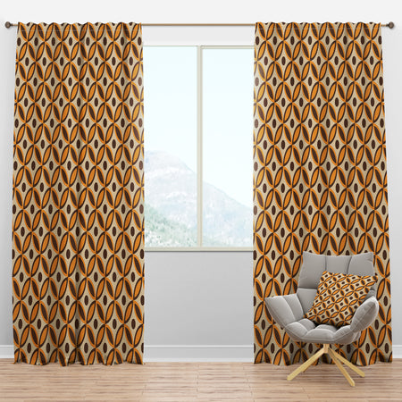 Retro Ornamental Design V - Mid-Century Modern Curtain Panels