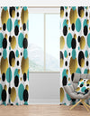 Gold And Blue Circles - Mid-Century Modern Curtain Panels