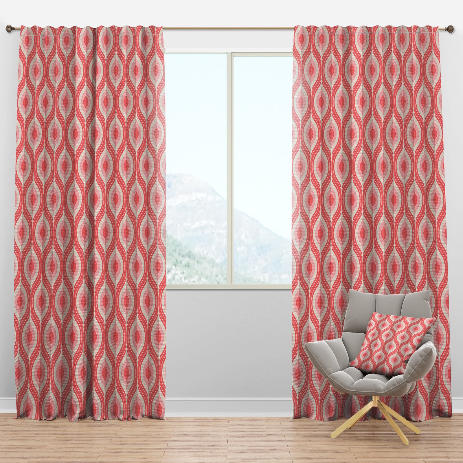 Retro Drop Design I - Mid-Century Modern Curtain Panels