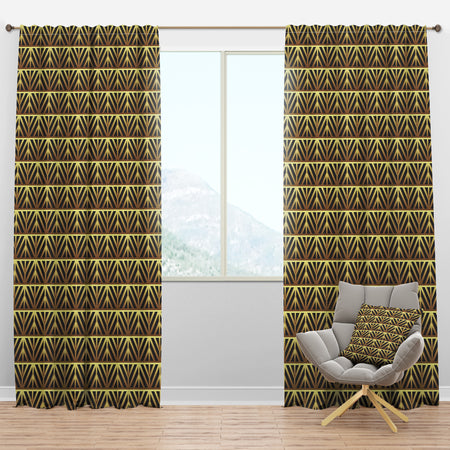 Golden Luxury Metallic Geometrics XIV - Mid-Century Modern Curtain Panels