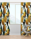 Golden Foliage V - Mid-Century Modern Curtain Panels