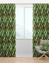 Triangular Gold and Green Design I - Mid-Century Modern Curtain Panels