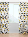 Trendy Black And Gold Triangular Pattern I - Mid-Century Modern Curtain Panels