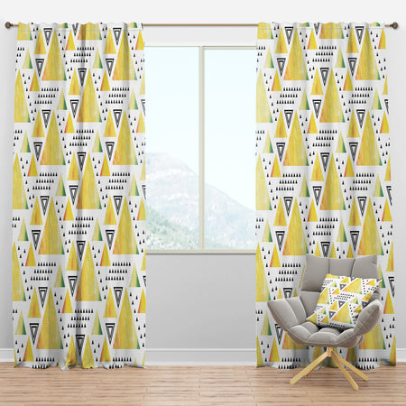 Triangular Retro Design IV - Mid-Century Modern Curtain Panels