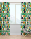 geometric pattern with leaves and flowers - Mid-Century Modern Curtain Panels