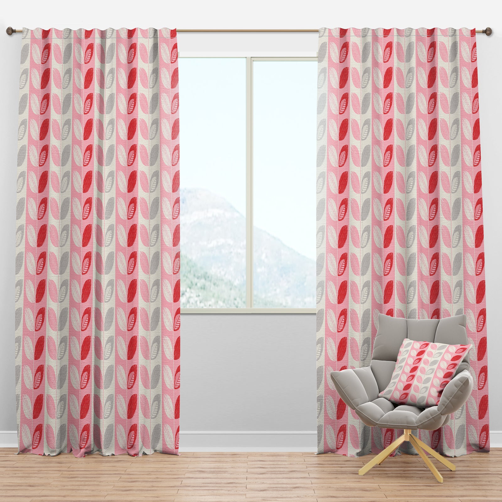 Botanical Retro Design I - Mid-Century Modern Curtain Panels
