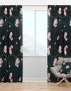 Retro Pink Flower Pattern II - Mid-Century Modern Curtain Panels