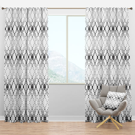 Retro Geometrical Abstract Minimal Pattern IX - Mid-Century Modern Curtain Panels
