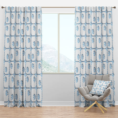 3D White And Blue Pattern III - Mid-Century Modern Curtain Panels