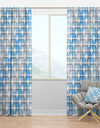 3D White And Blue Pattern II - Mid-Century Modern Curtain Panels