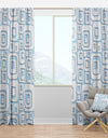 3D White And Blue Pattern I - Mid-Century Modern Curtain Panels