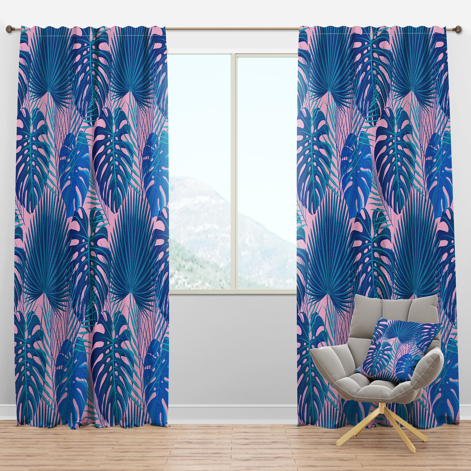 Retro Floral Pattern X - Mid-Century Modern Curtain Panels