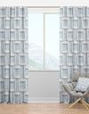 3D White And Light Blue Pattern I - Mid-Century Modern Curtain Panels