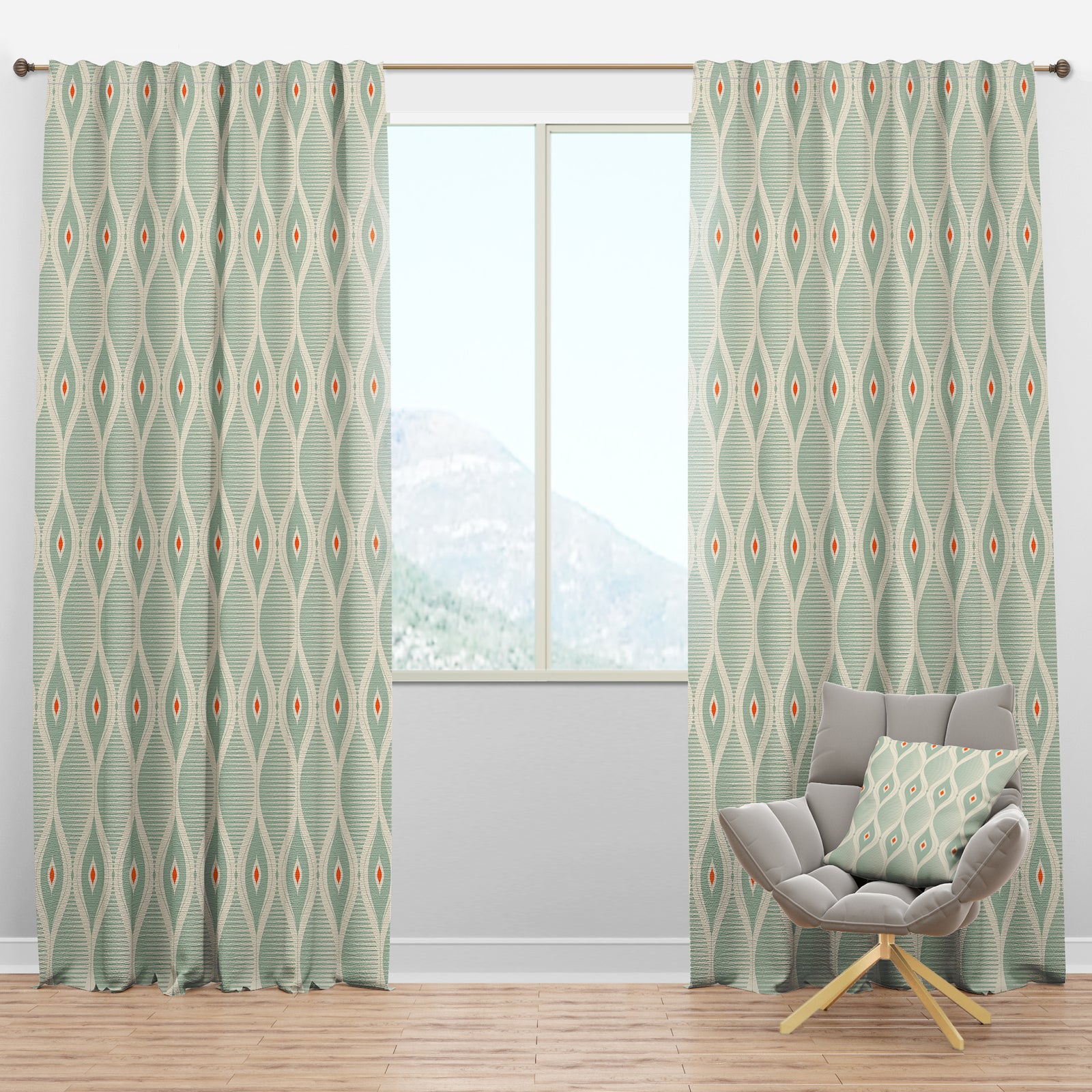 Retro Abstract Drops VII - Mid-Century Modern Curtain Panels