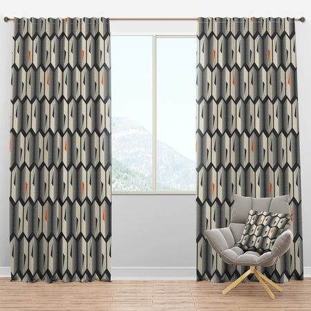 Abstract Retro Triangular Geometrics - Mid-Century Modern Curtain Panels