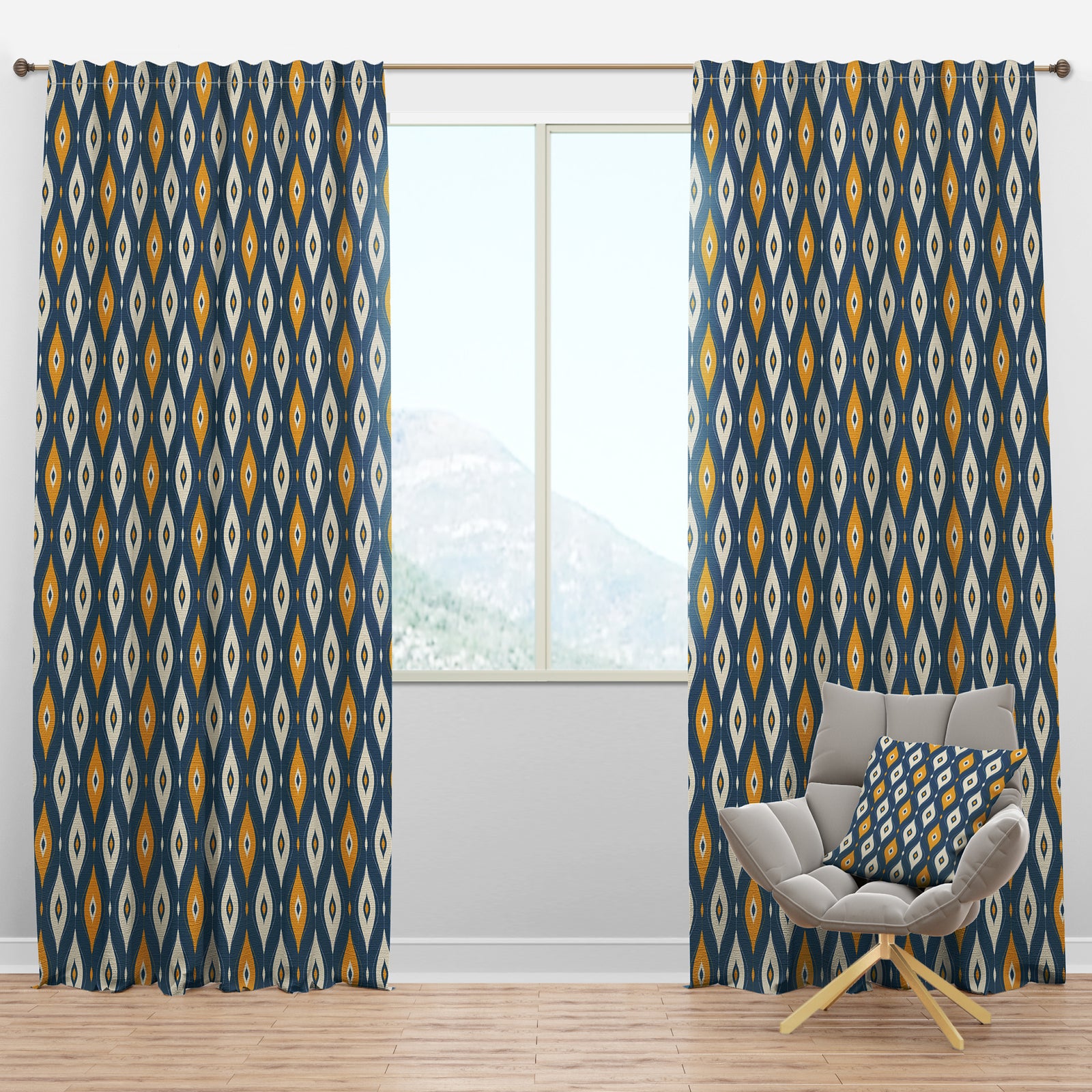 Retro Abstract Pattern II - Mid-Century Modern Curtain Panels