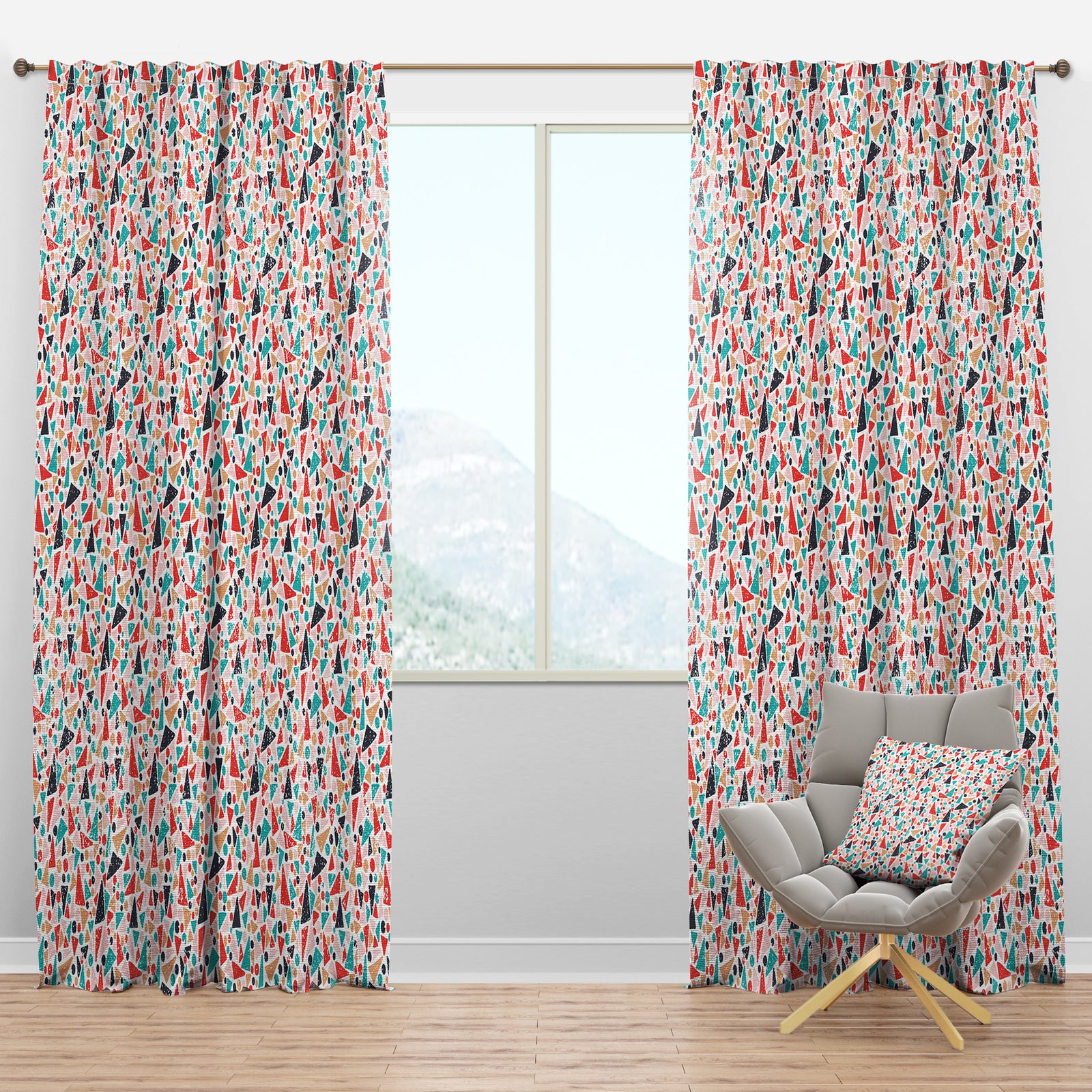 Retro Abstract Pattern Design II - Mid-Century Modern Curtain Panels
