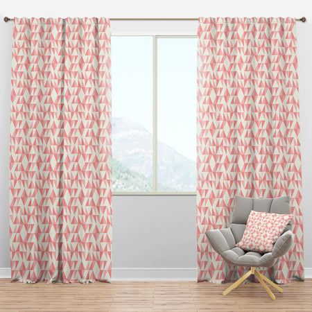 Abstract geometric pattern, patchwork quilting - Mid-Century Modern Curtain Panels