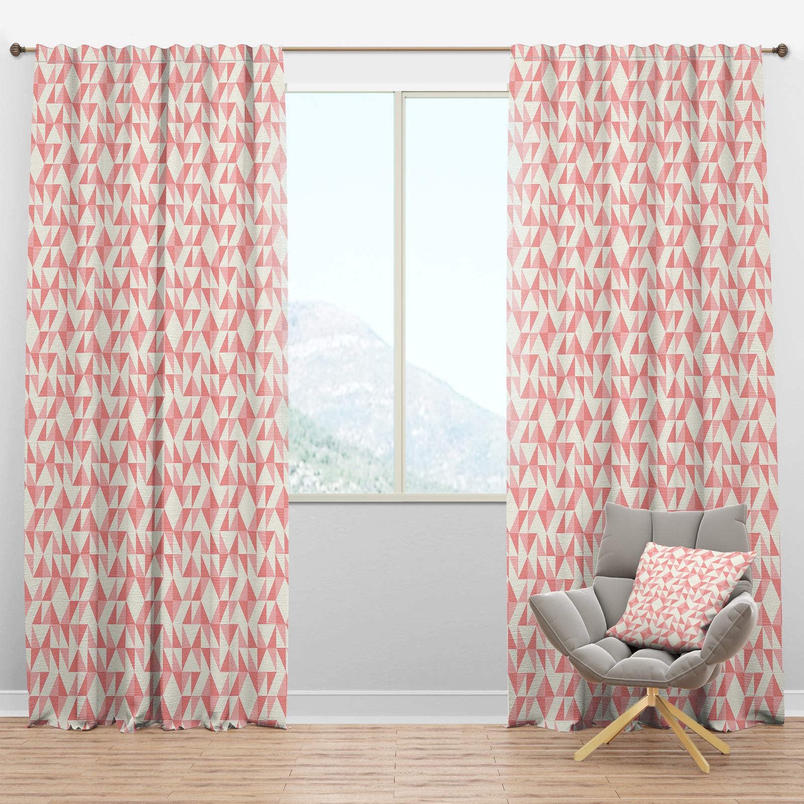 Abstract geometric pattern, patchwork quilting - Mid-Century Modern Curtain Panels