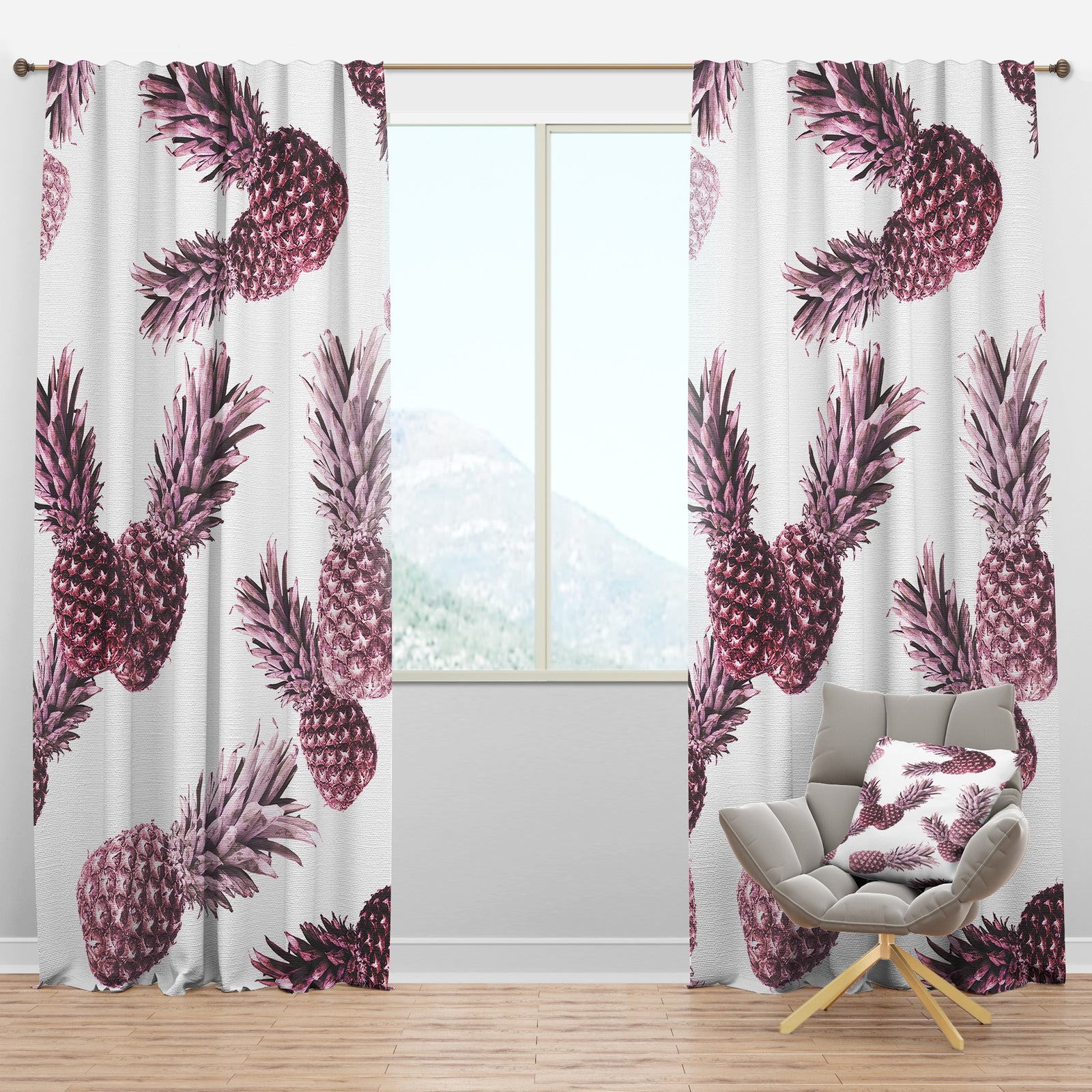 Pineapple Summer Bliss III - Mid-Century Modern Curtain Panels