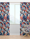 Retro Geometric Grid IV - Mid-Century Modern Curtain Panels