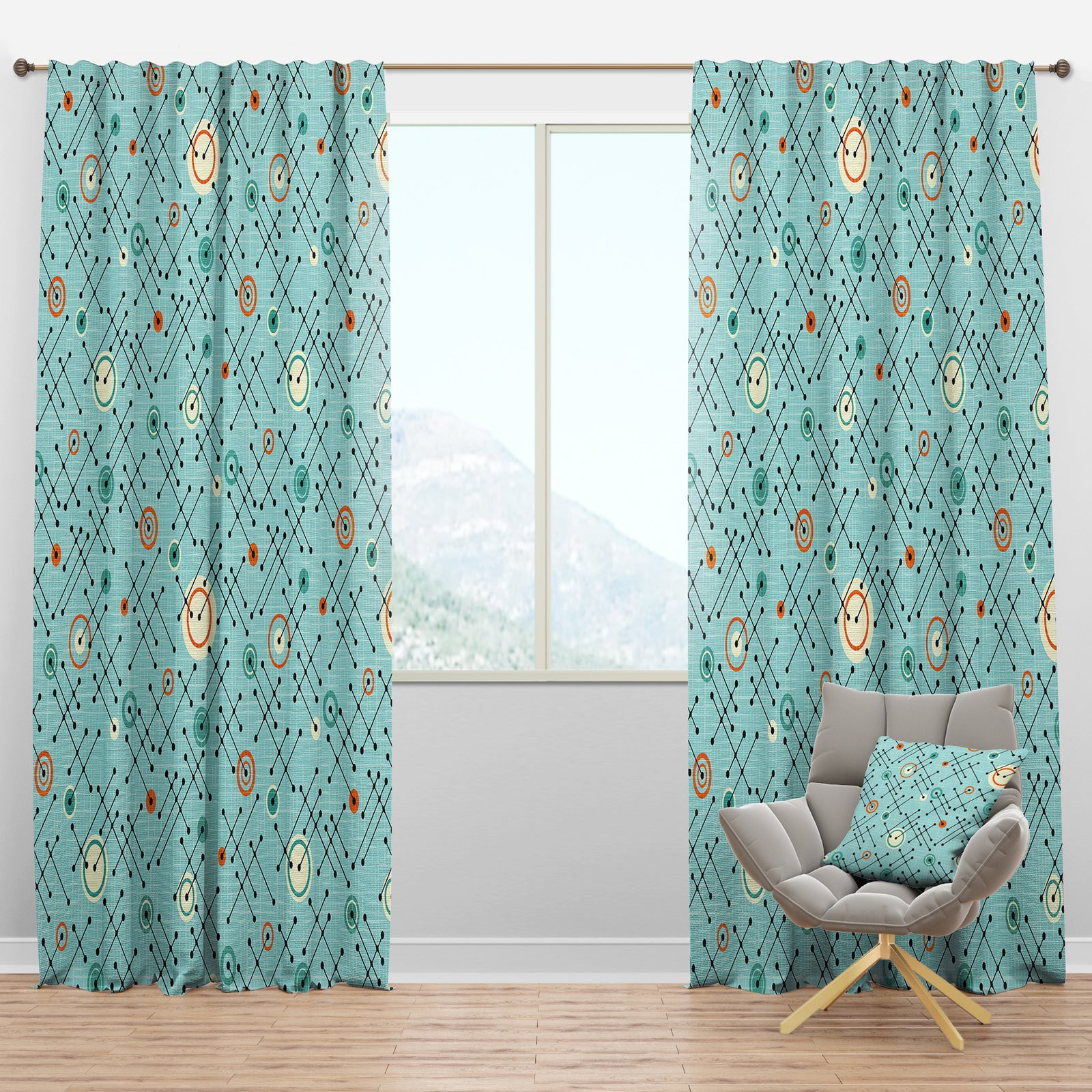 Retro Abstract Design XIV - Mid-Century Modern Curtain Panels