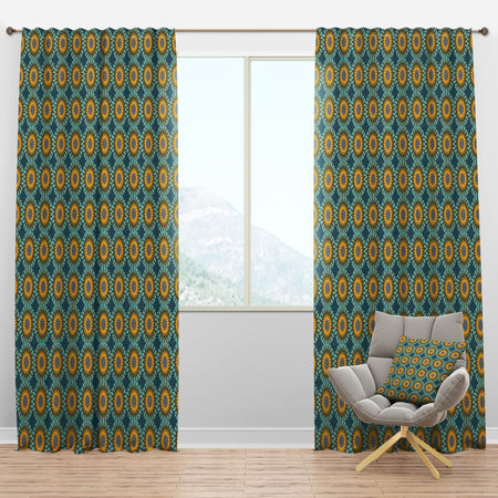 Retro Circular Pattern I - Mid-Century Modern Curtain Panels