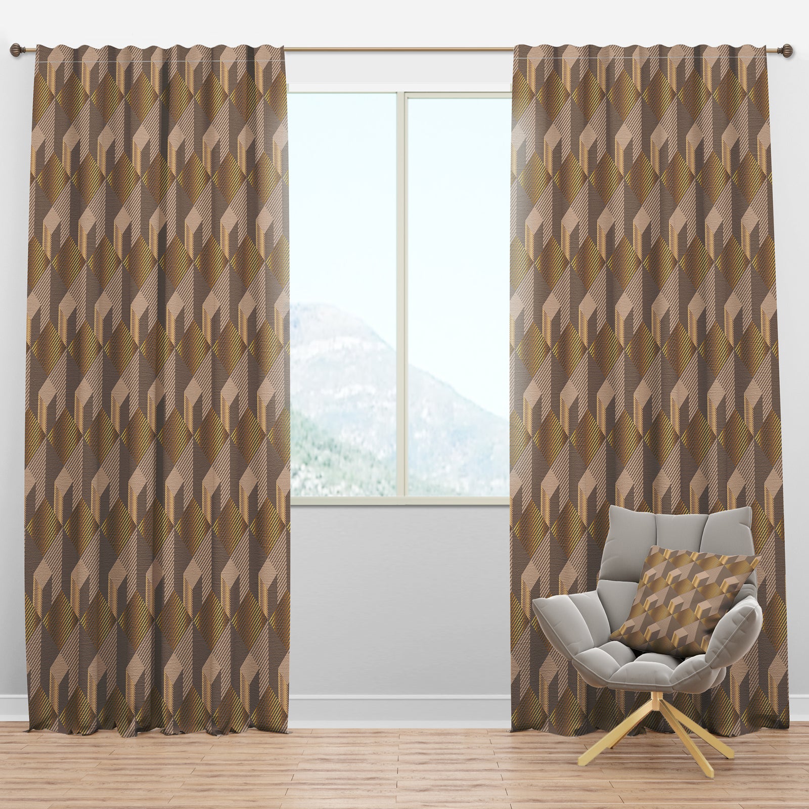Retro Square Design V - Mid-Century Modern Curtain Panels