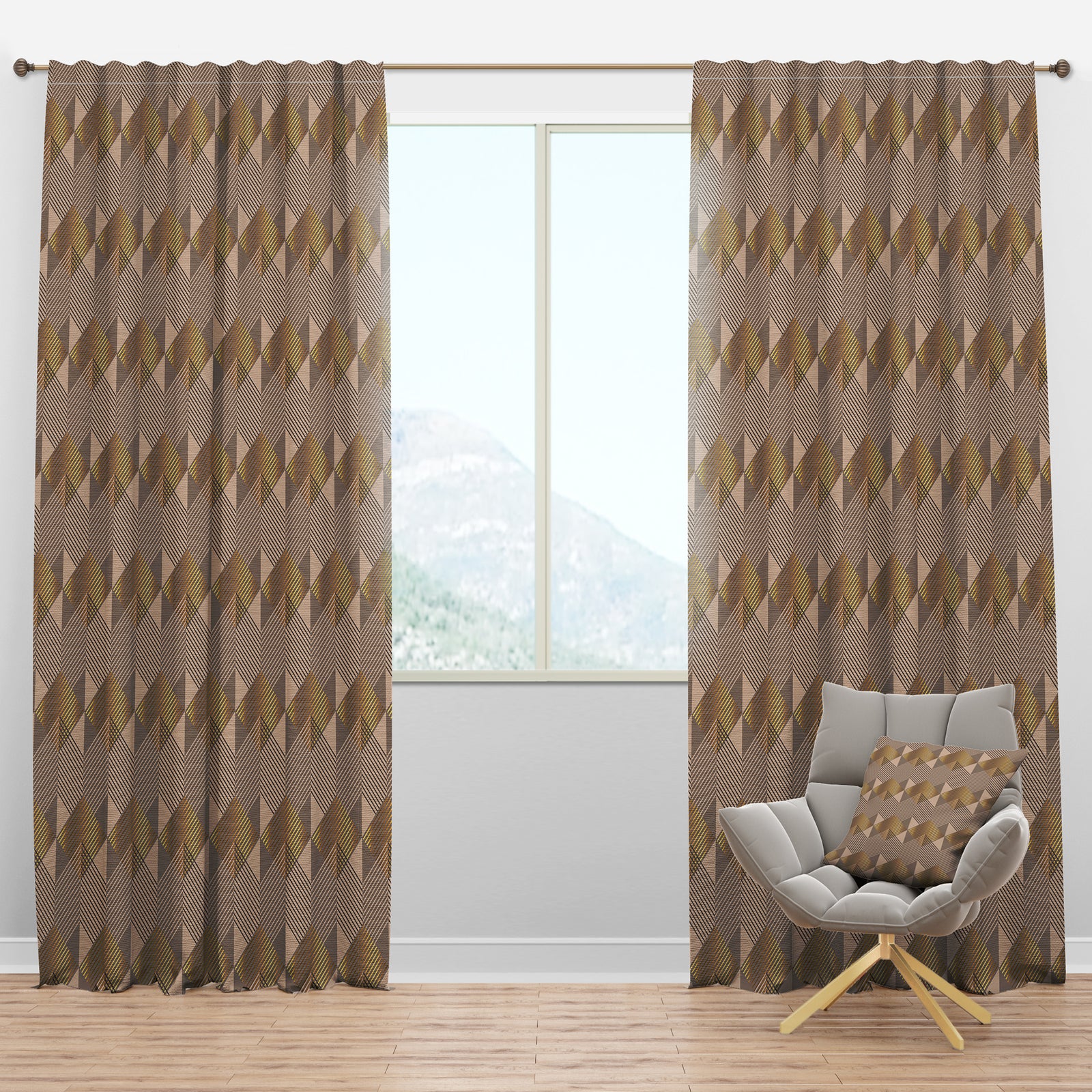 Retro Square Design VI - Mid-Century Modern Curtain Panels