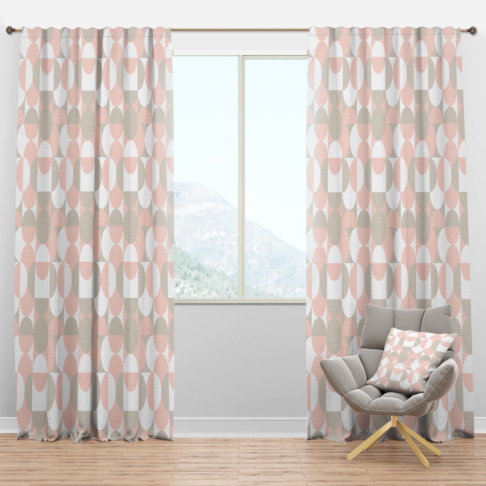 Retro Circular Pattern III - Mid-Century Modern Curtain Panels