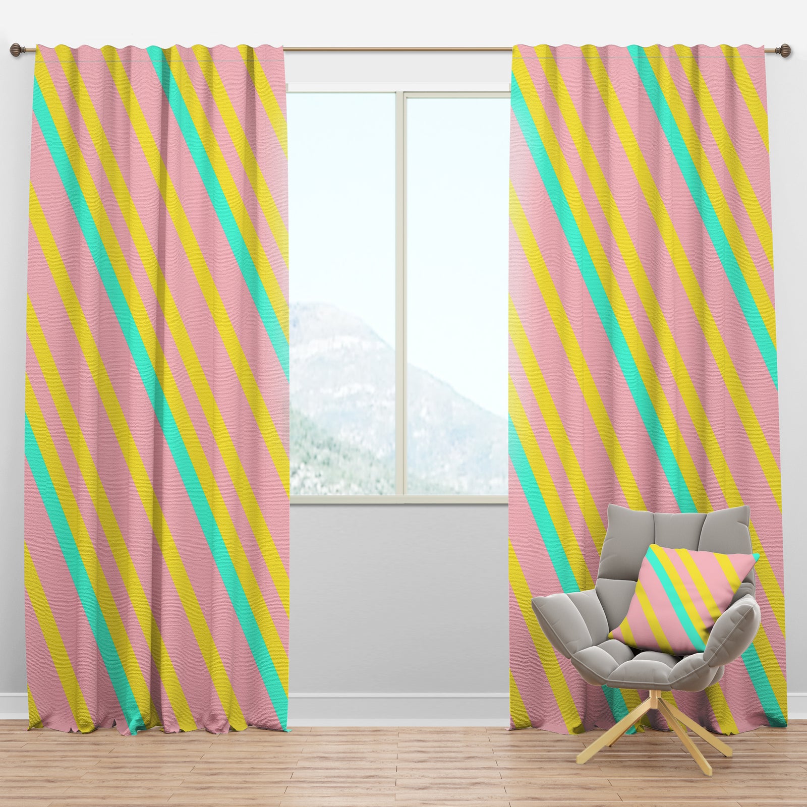 Memphis Retro Neon Pattern - Mid-Century Modern Curtain Panels