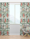 Floral Retro Pattern V - Mid-Century Modern Curtain Panels