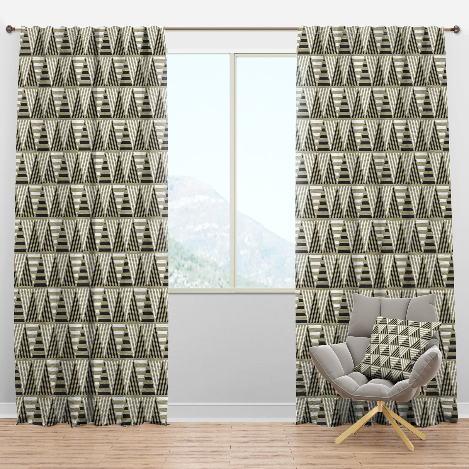 Triangular Retro Design VIII - Mid-Century Modern Curtain Panels
