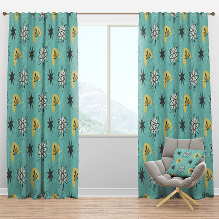1950 Retro Pattern I - Mid-Century Modern Curtain Panels