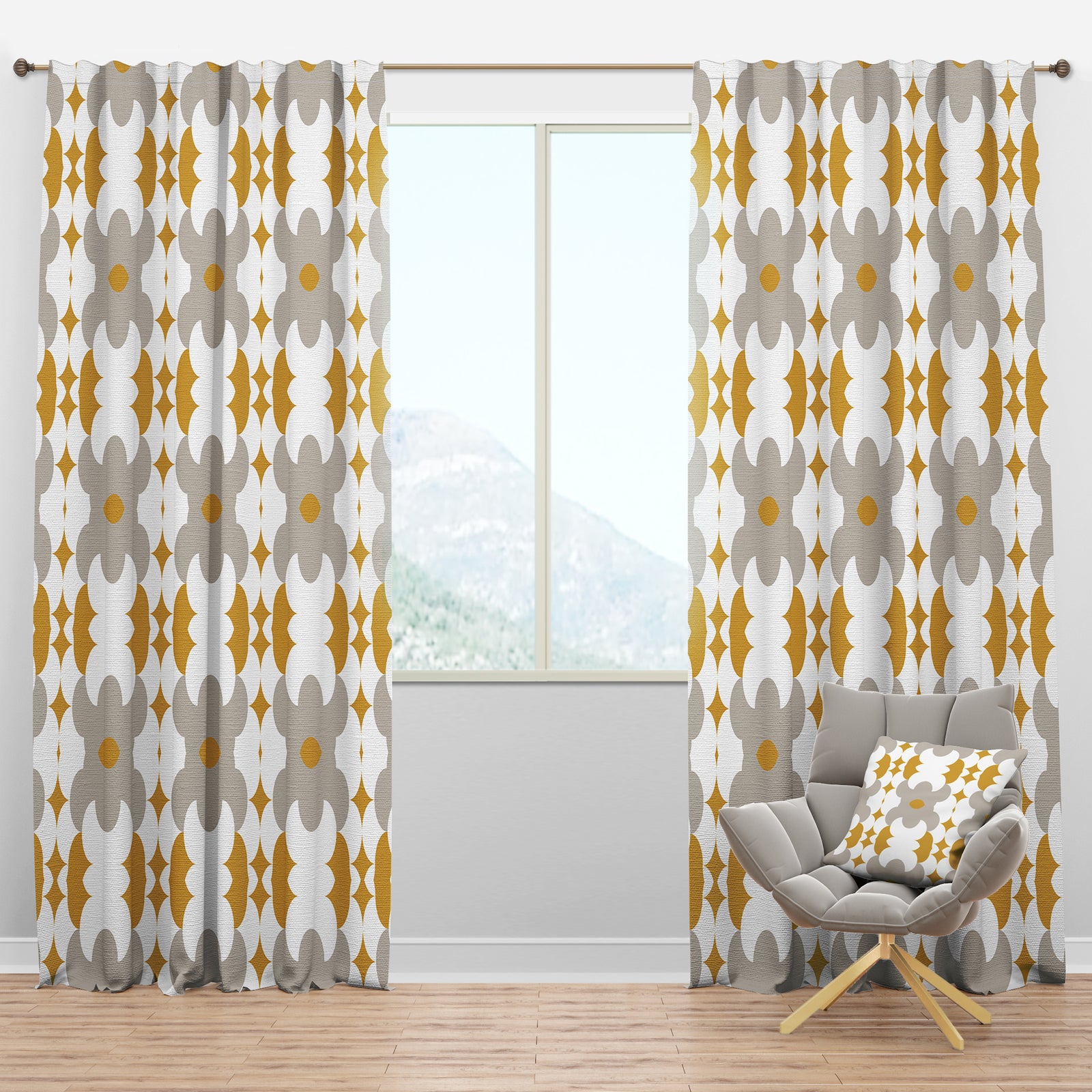 Retro Abstract Design XVIII - Mid-Century Modern Curtain Panels