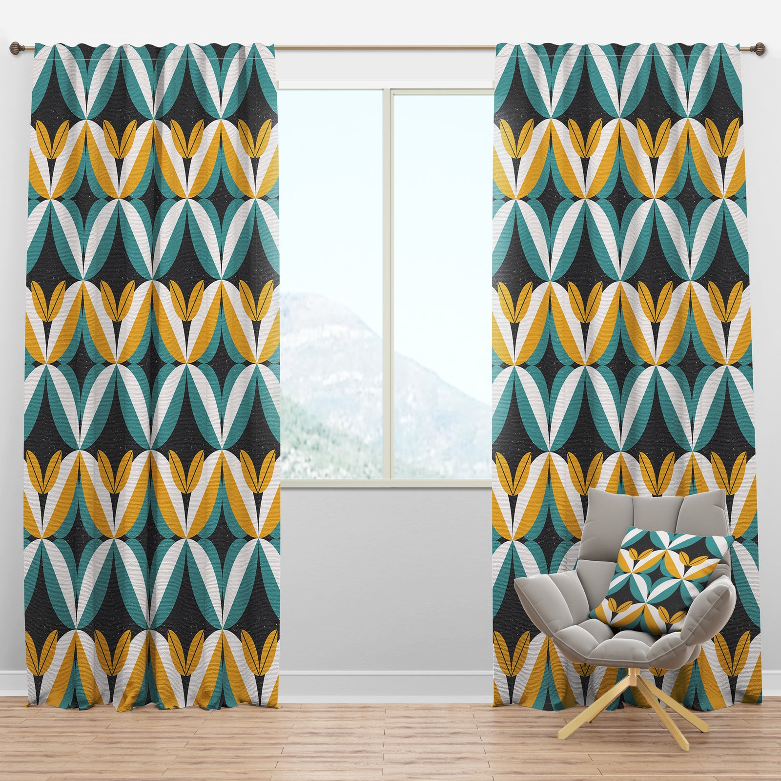 Retro Abstract Design VII - Mid-Century Modern Curtain Panels