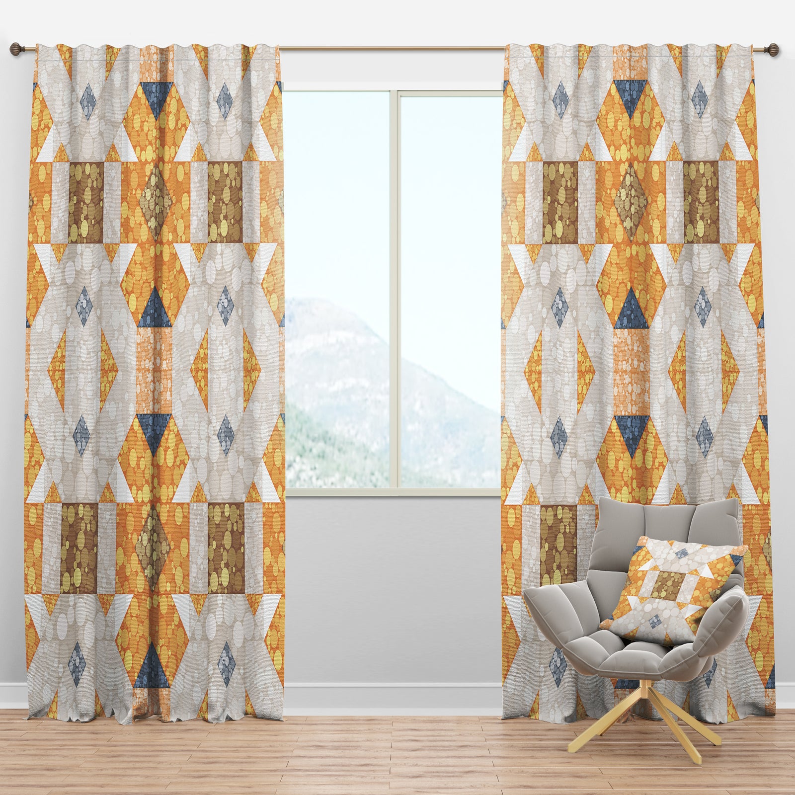 Geometric Retro Design I - Mid-Century Modern Curtain Panels