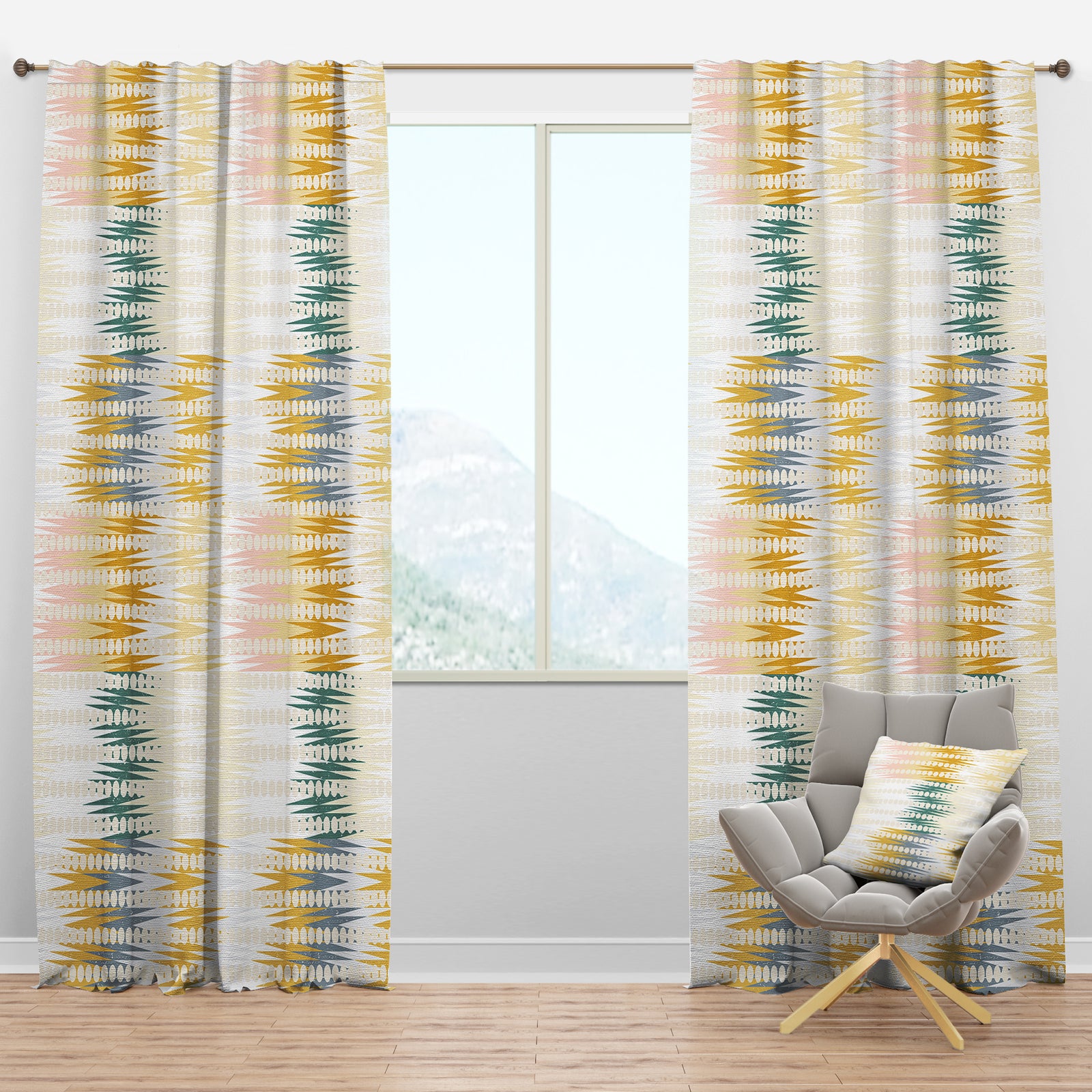 Retro Abstract Design VIII - Mid-Century Modern Curtain Panels