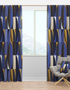 Retro Luxury Waves In Gold And Blue IV - Mid-Century Modern Curtain Panels