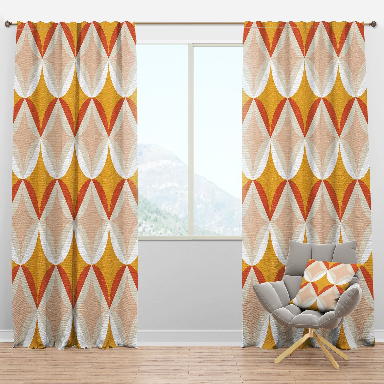 Retro Abstract Design XII - Mid-Century Modern Curtain Panels