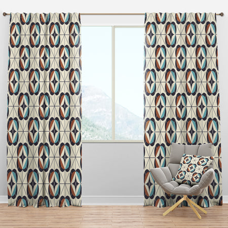 Geometric Retro Design V - Mid-Century Modern Curtain Panels